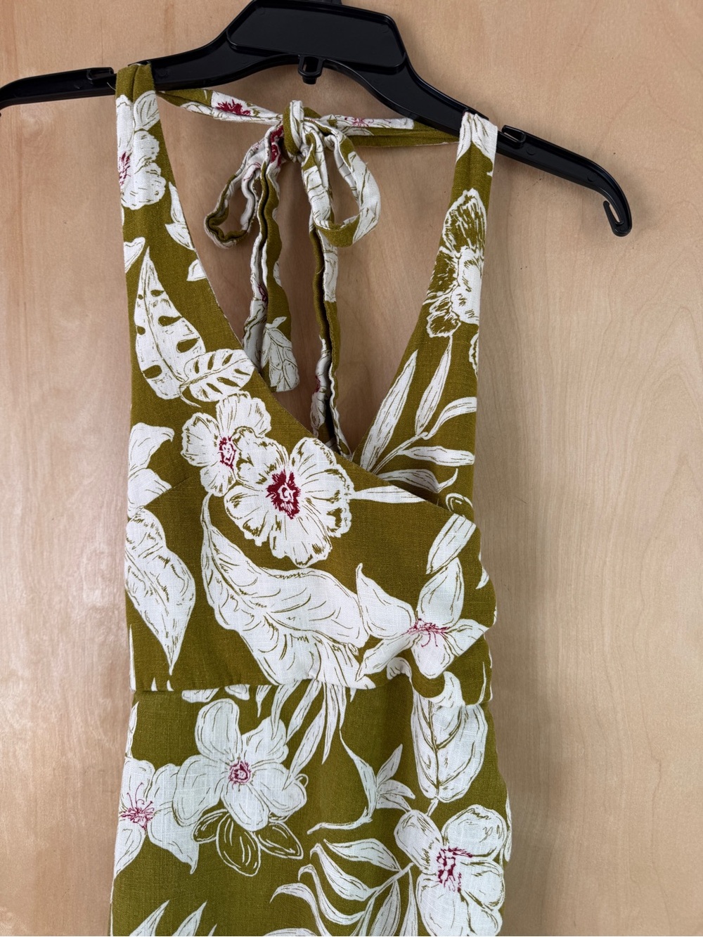 ZARA Tropical Floral Halter Midi Dress – Olive & Cream: XS - Picture 8 of 16